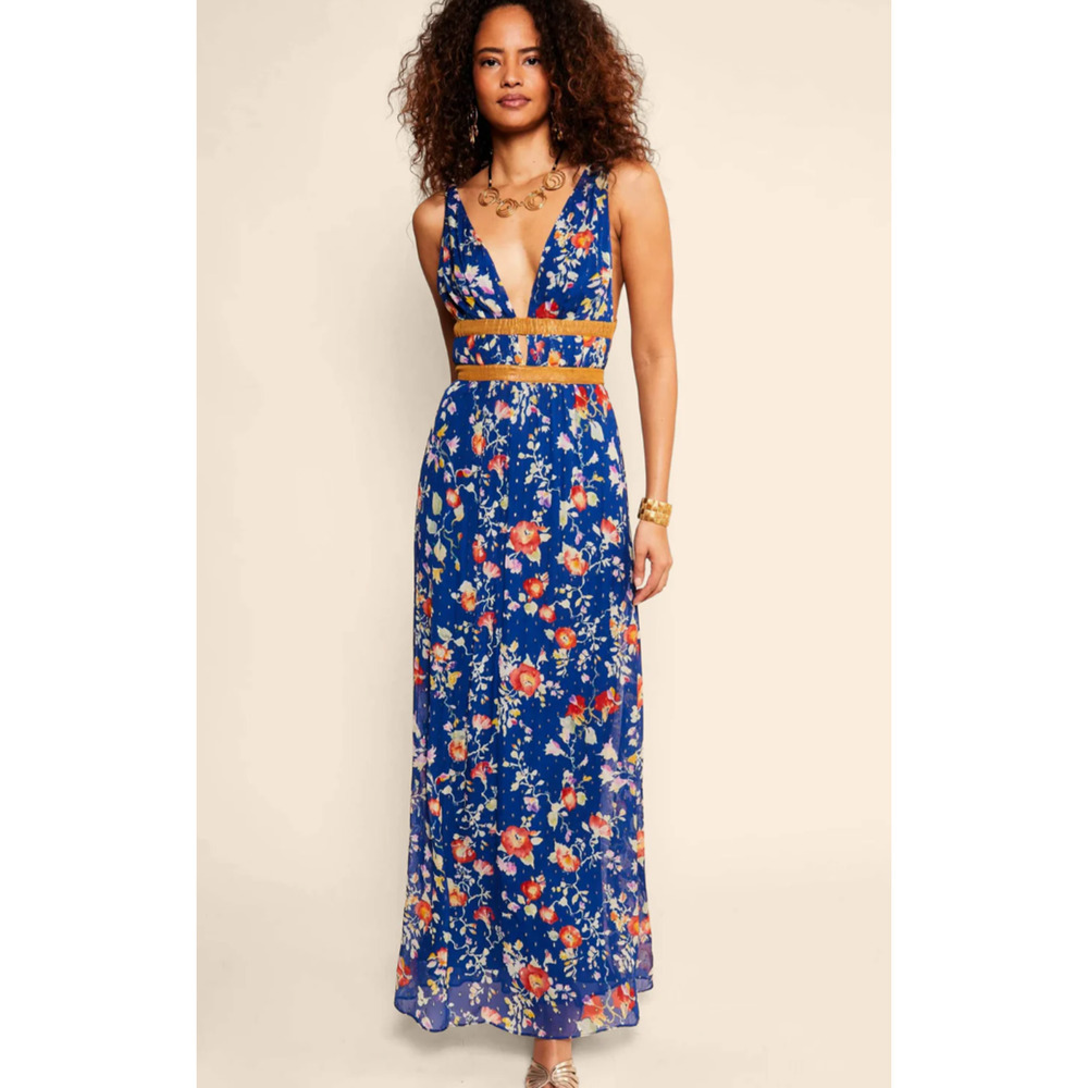 Rixo Charlotte Blue Floral Dress